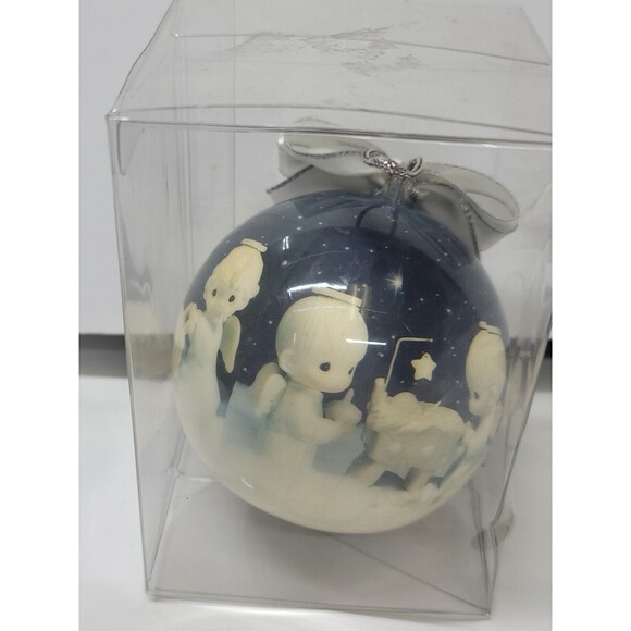 Lot of 4 Precious Moments Holiday Ornaments 1994 Enesco Round Balls Bows - Picture 16 of 16